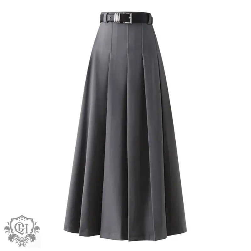 Pleated High Waist Midi Skirt