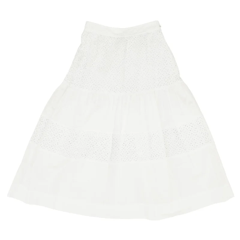 White Eyelet Midi Skirt