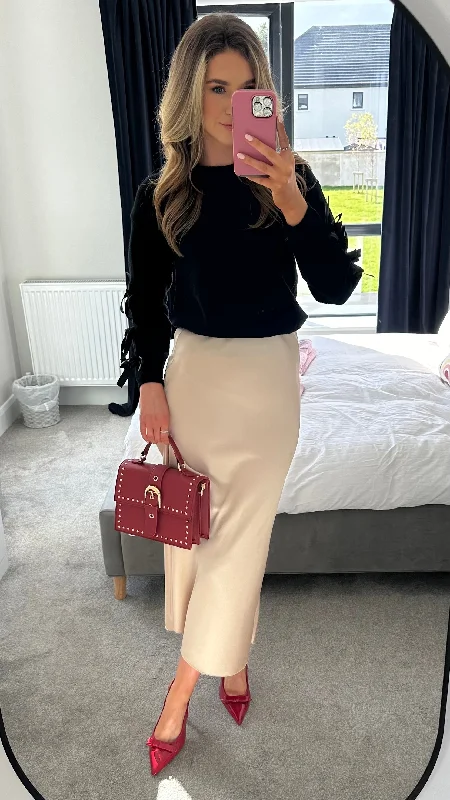 Yaella Beige Midi Skirt