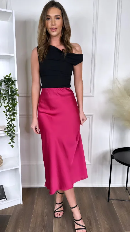 Yaella Fuchsia Midi Skirt