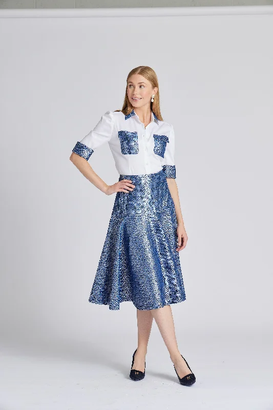 Fancy Camelia Skirt Blue Sparkle