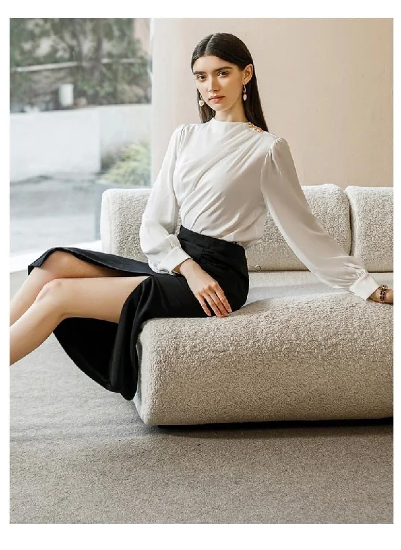 White Blouse and Black Skirt Set